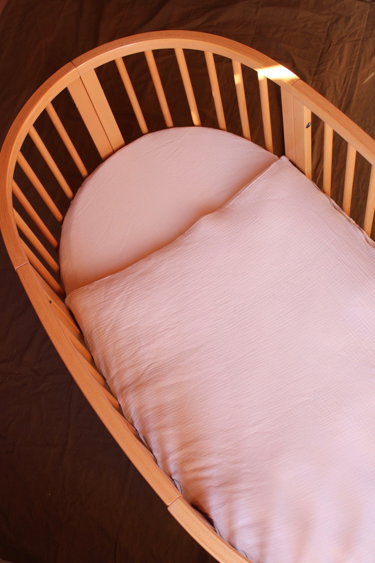Palid Pink Muslin Matress Crib Bag Stokke